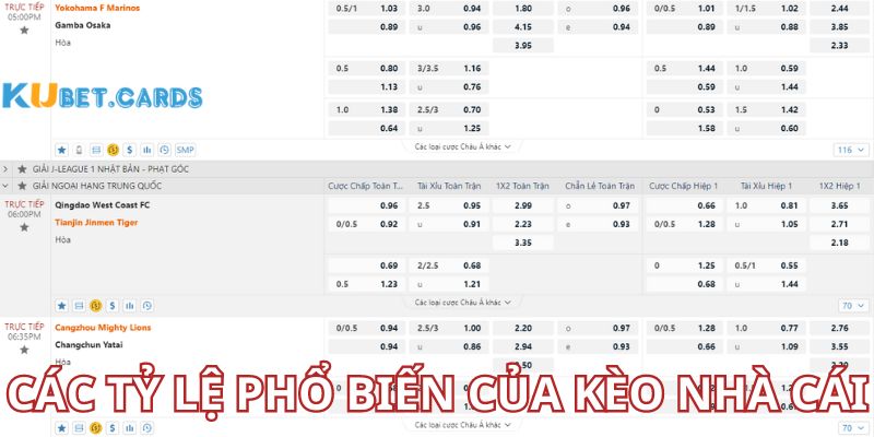 Các tỷ lệ cược thú vị trong cá độ bóng đá